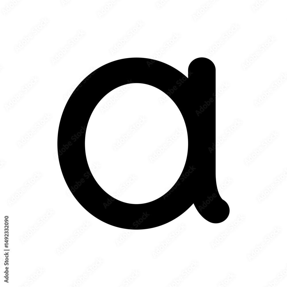 Poster a lowercase letter a in bold black color against a white background with simple and clean design sty