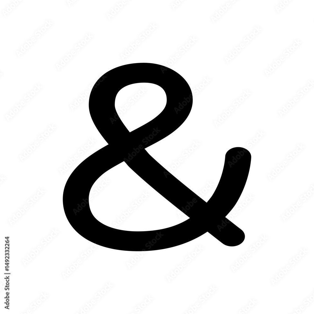 Aufkleber an ampersand symbol in black against a white background is displayed in a simple and minimalist styl