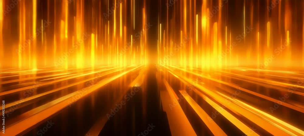 Poster abstract golden light spectrum virtual space. generative video ai technology.