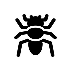 Stylized black silhouette of an insect with six legs and antennae on a white background design art