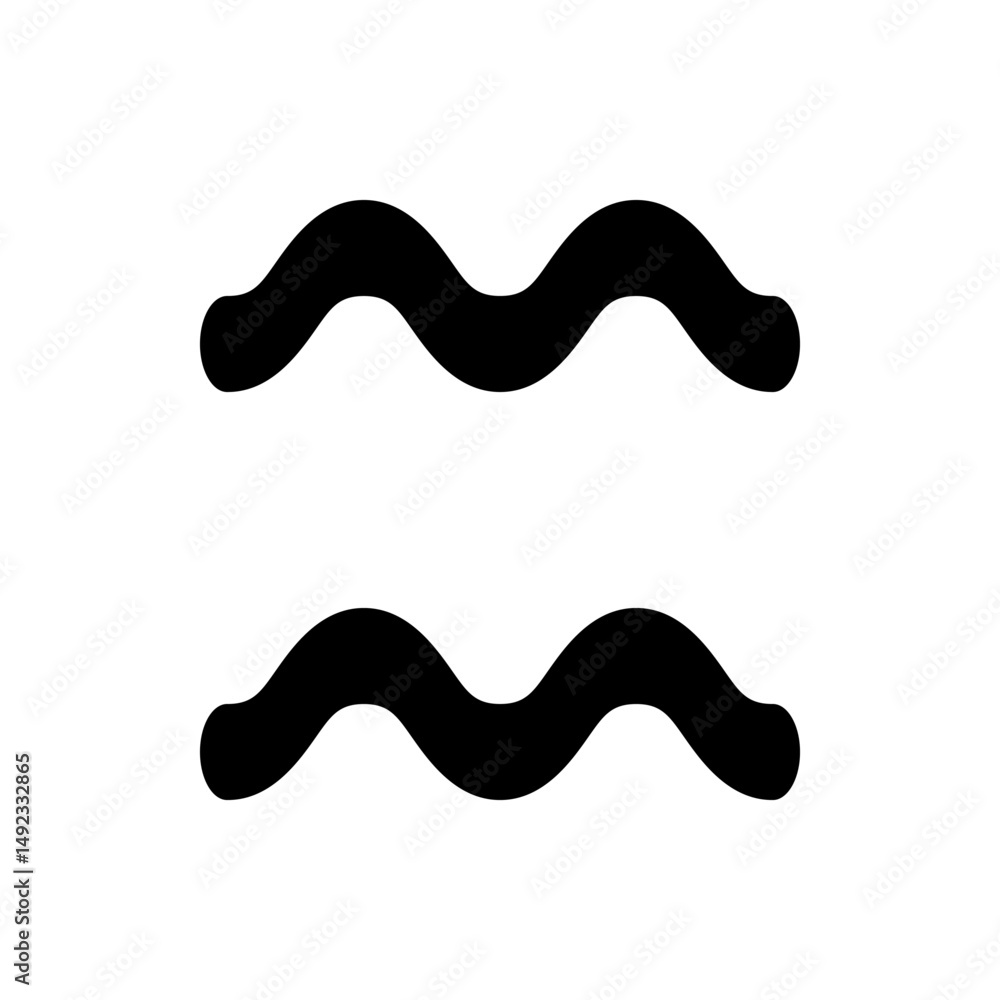 Aufkleber two black wavy lines horizontally aligned against a white background in a simple graphic design styl