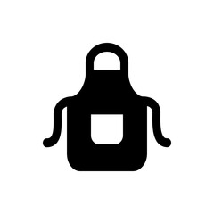 Illustration of a black apron with a pocket and straps, typically used for cooking or crafting tasks at home