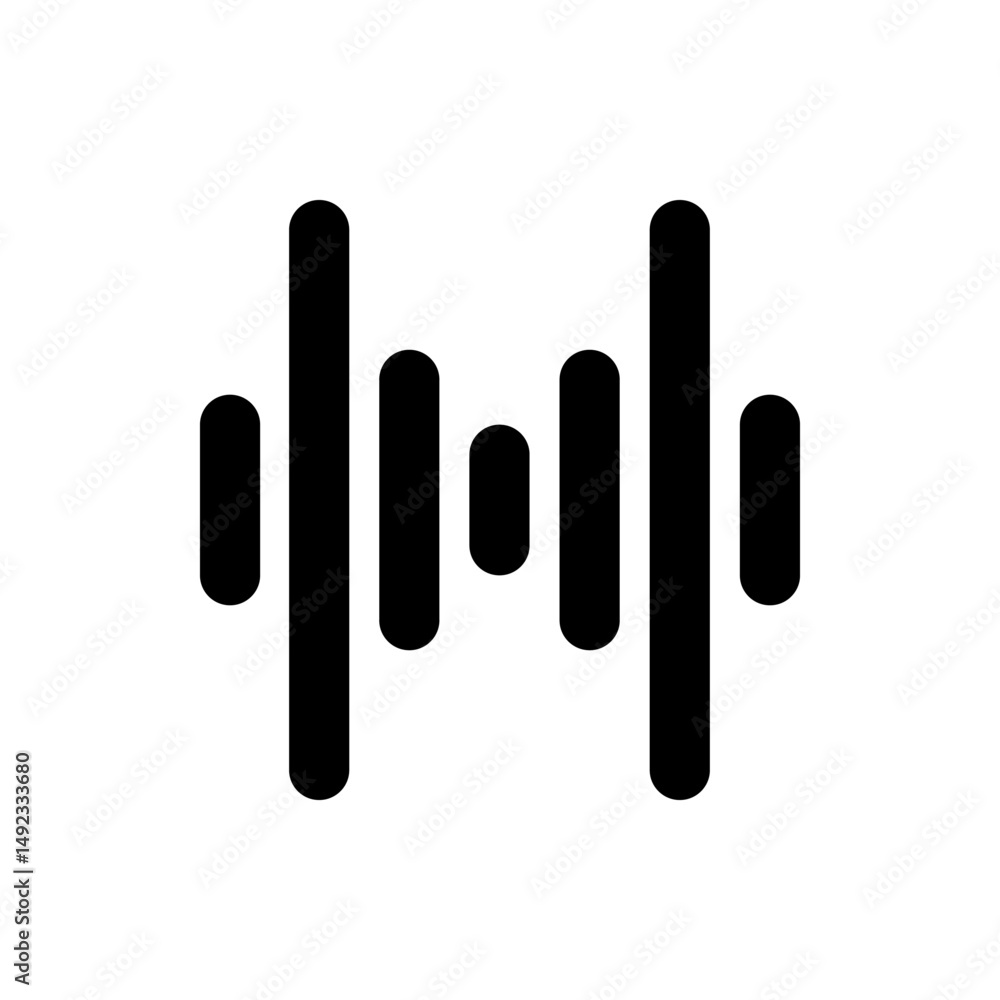 Aufkleber black sound wave icon with varying heights and rounded edges representing audio visualization freque