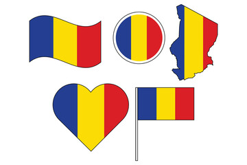 set of badges with flag of Chad vector illustration