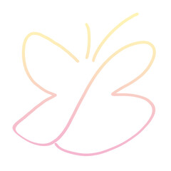 Minimal Butterfly Set – Line and Fill, Pastel Pink-Yellow, Transparent PNG | Curved Line Butterfly