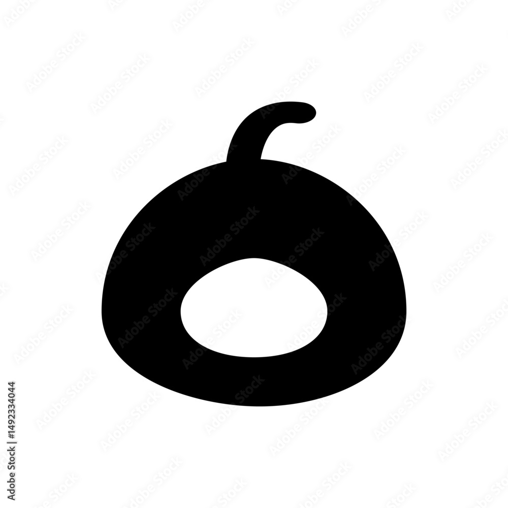 Poster silhouette of a fruit with a stem and a circular cutout in the center on a white background image de