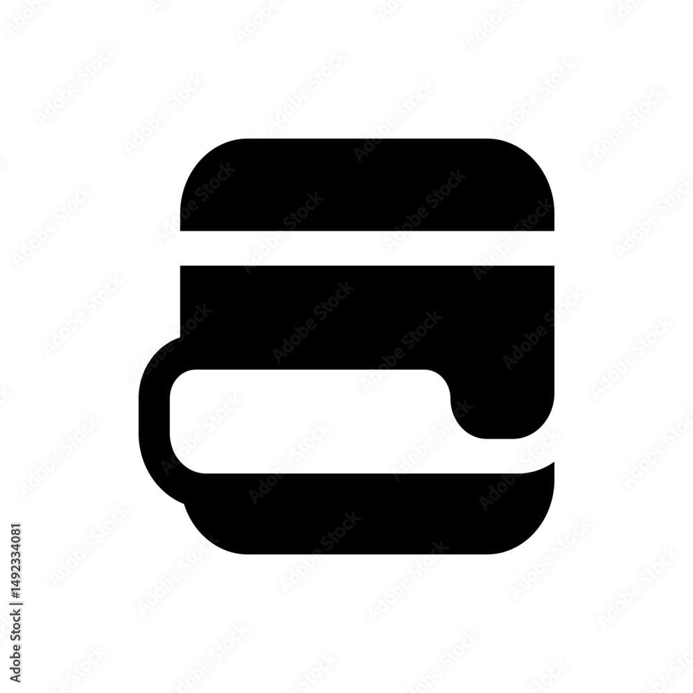 Poster illustration of a black and white printer with paper tray and rounded edges in a simple vector desig