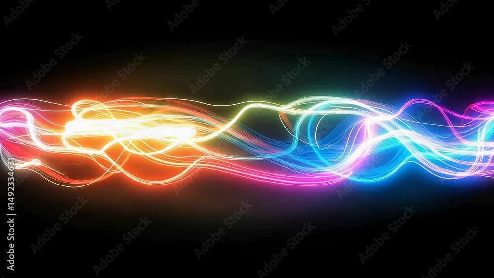 Poster glowing lines create a vibrant background with high-speed color effects emphasizing movement and ene