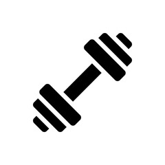 Illustration of a black dumbbell with rounded weights and a straight bar for fitness and exercise use