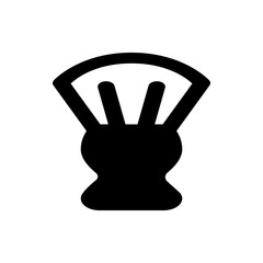 Illustration of a black shaving brush with a rounded handle and soft bristles forming a fan shape on top