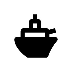 Simple silhouette of a ship with a visible mast and a small boom extending from the side of the vessel