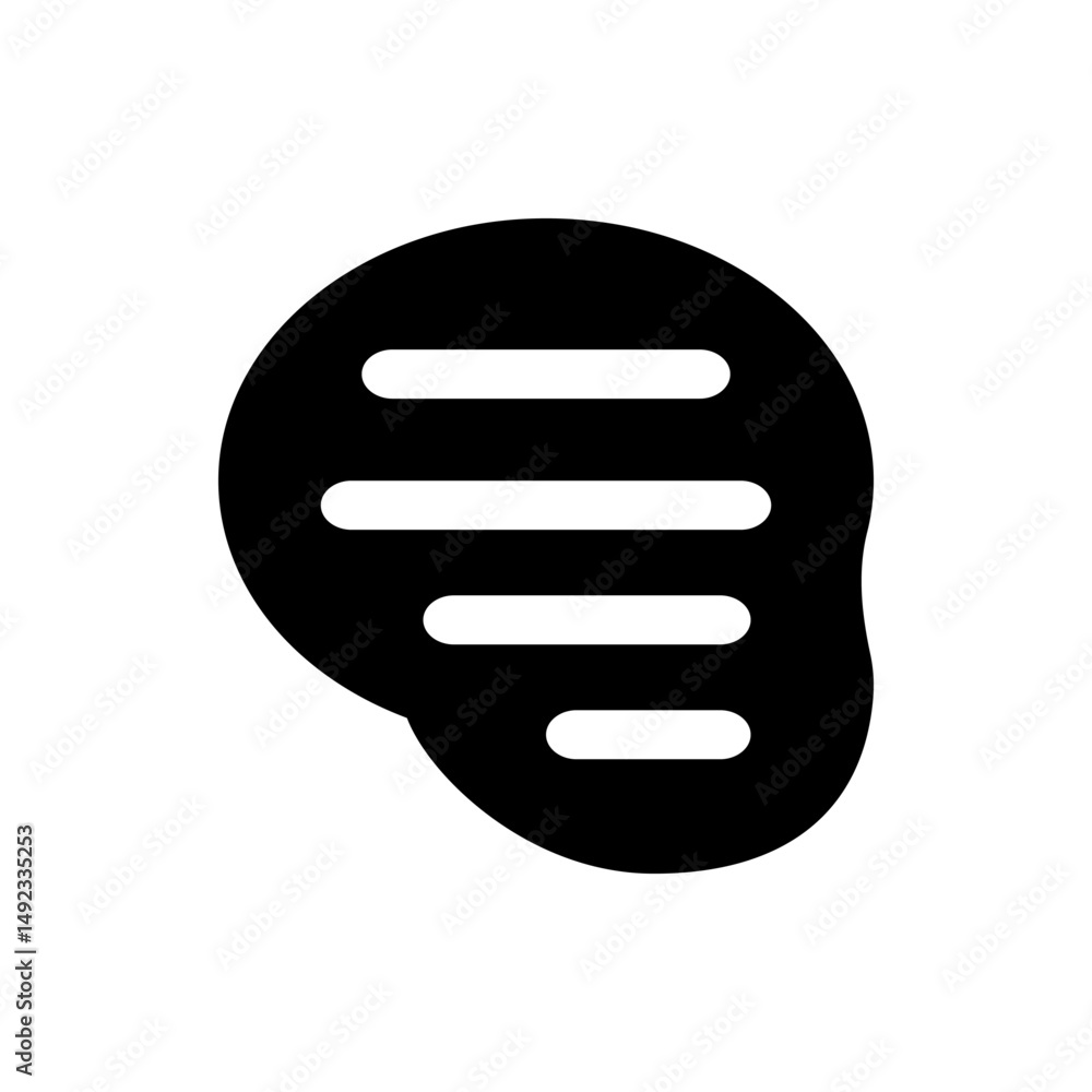 Poster a black and white icon of an irregular oval shape with four horizontal rounded lines inside the shap