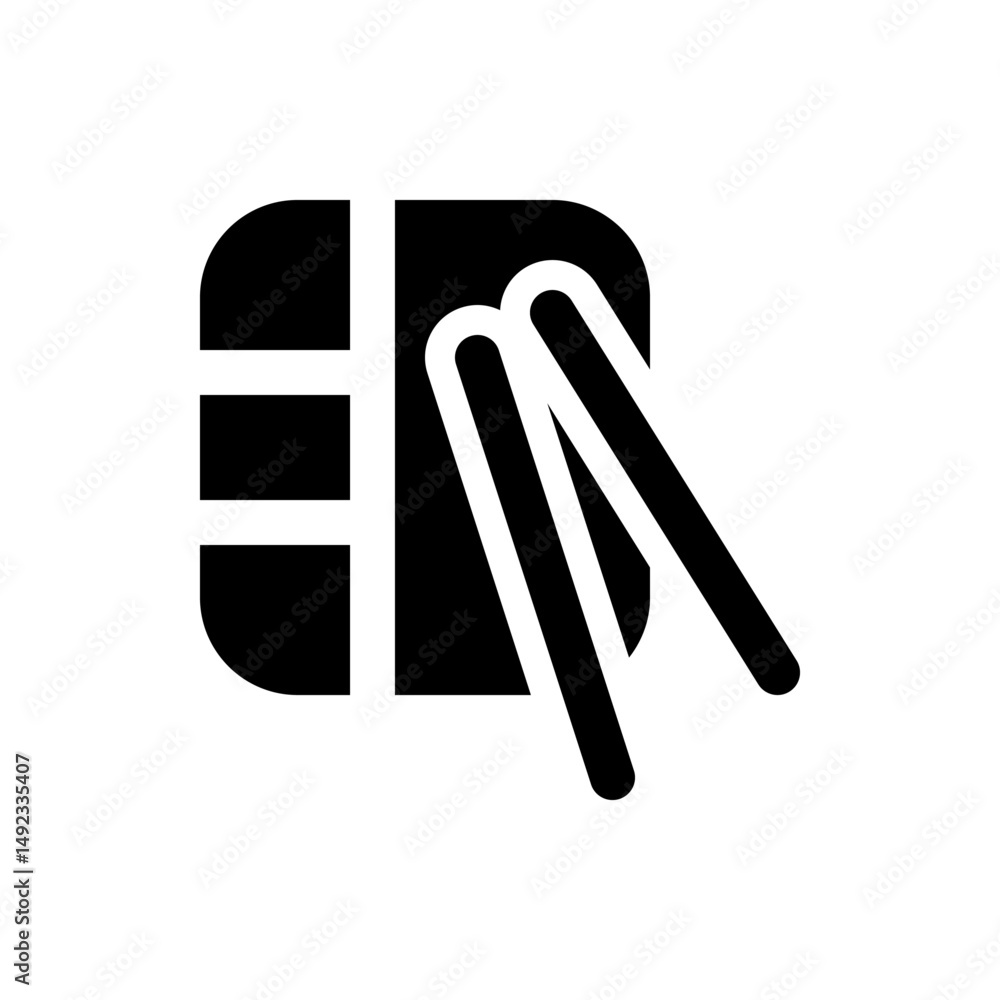 Poster black and white abstract design featuring a stylized window and two diagonal lines in a minimalist s