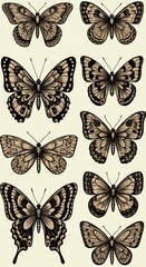 Sepia Flutter: A Butterfly Collection AI Generated