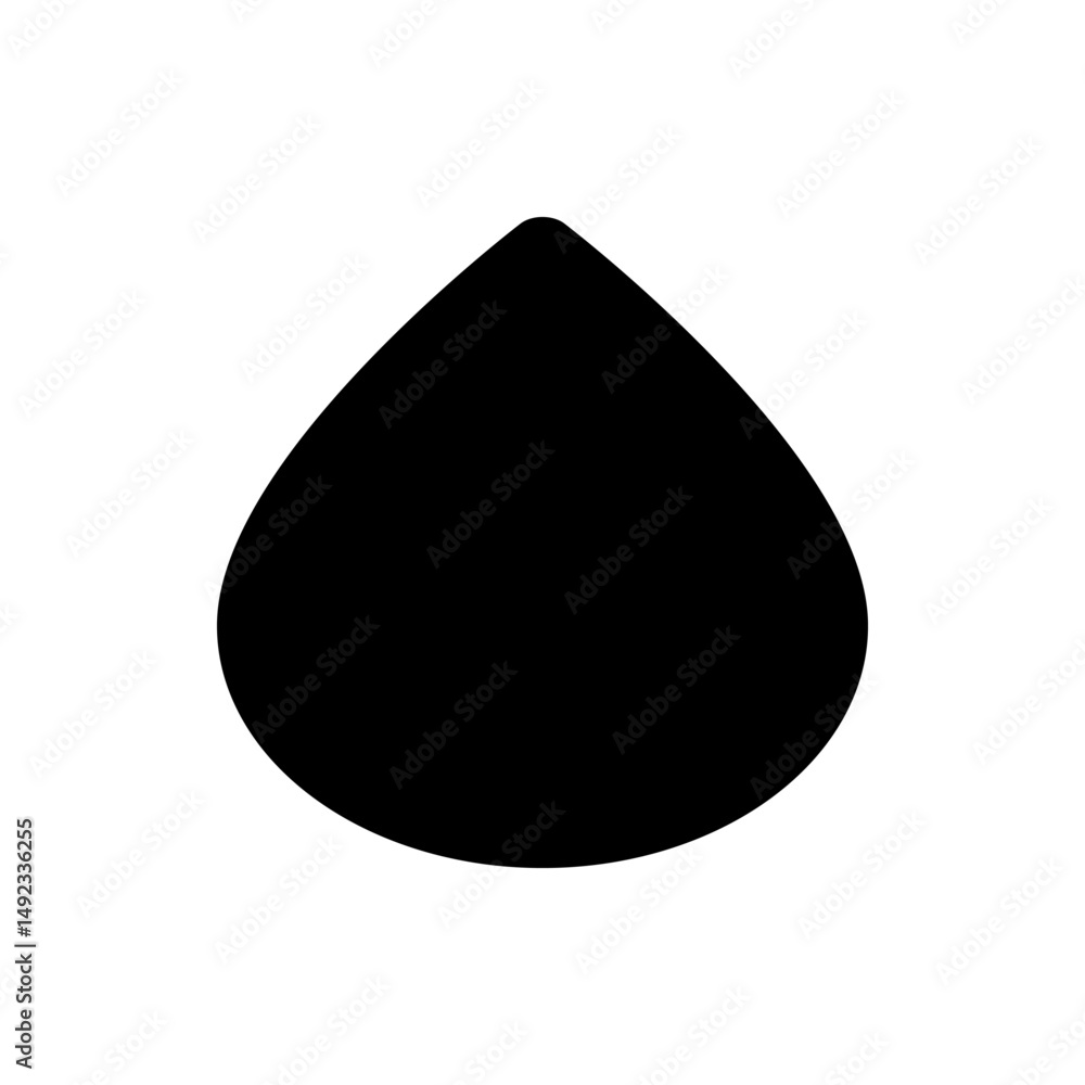 Aufkleber an isolated black teardrop shape with a rounded bottom and pointed top on a white background design 