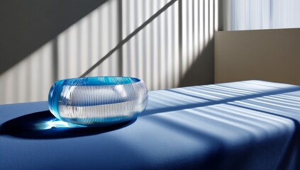 Minimalist Glass Bowl: Sunlight Gradient Shadows and Elegant Design