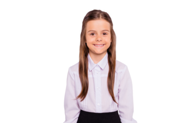 Close-up portrait of her she nice attractive sweet calm peaceful content cheery pre-teen girl holiday isolated over light white grey background