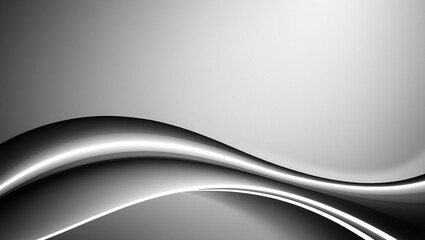 Elegant minimalistic black and white abstract background featuring gentle wavy patterns created by soft interplay of light and shadow.
