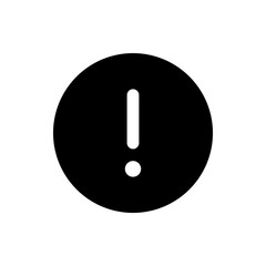A black circle containing a white exclamation point with a dot below it indicating a warning sign icon