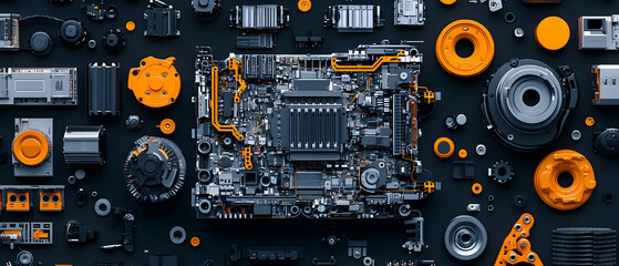Abstract Technical Computer Components Composition