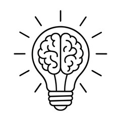 Brain Inside Lightbulb Vector Concept of Smart Thinking
