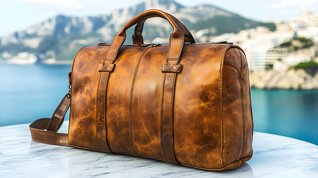 Elegant leather duffel bag for sophisticated travel adventures and escapades