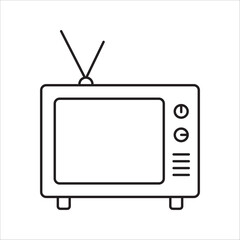  Vintage retro antique rustic classic old television tube TV with antenna icon design vector symbol illustration. on white background