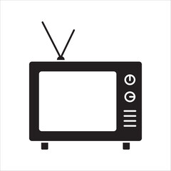  Vintage retro antique rustic classic old television tube TV with antenna icon design vector symbol illustration. on white background