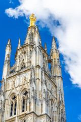 Fototapeta premium Low angle view of the top of Tour Pey Berland tower in Bordeaux, France