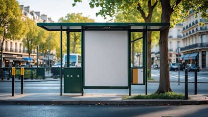 Empty a2 poster mockup at paris bus stop