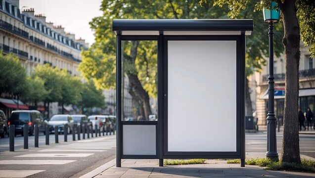 Empty a2 poster mockup at paris bus stop