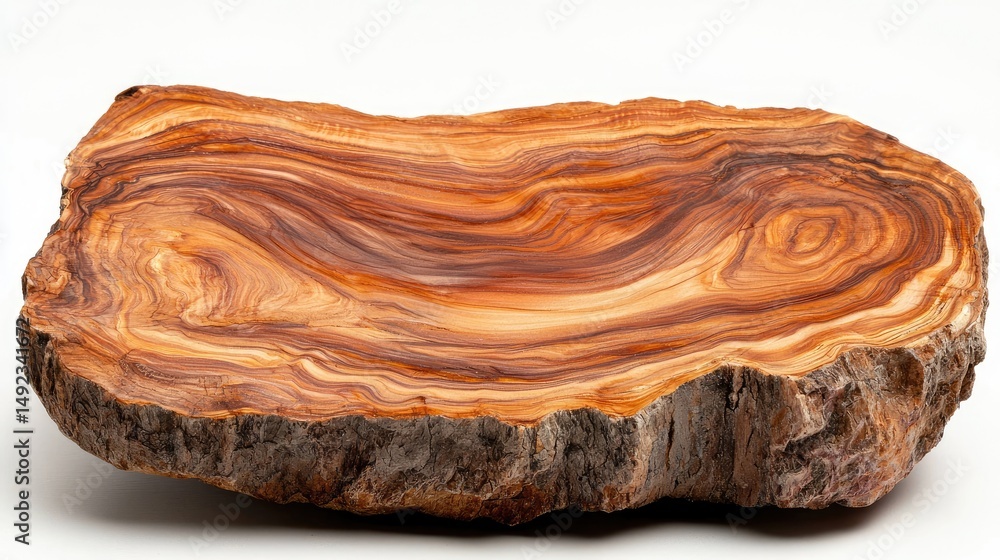 Poster natural wood slice display with unique grain patterns and texture