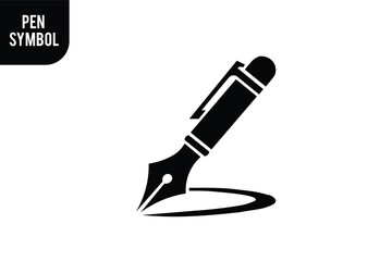  "Fountain Pen Icon. Black and White Ink Pen Symbol for Logo, Writing, Design Use."