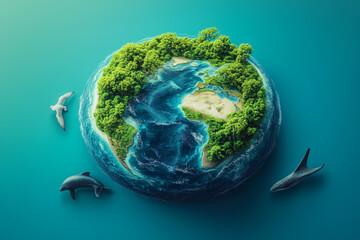 World environment and Earth Day concept with colorful globe and eco friendly enviroment.