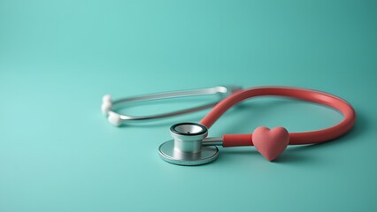 Fototapeta premium Medical Stethoscope with Red Heart Health Concept