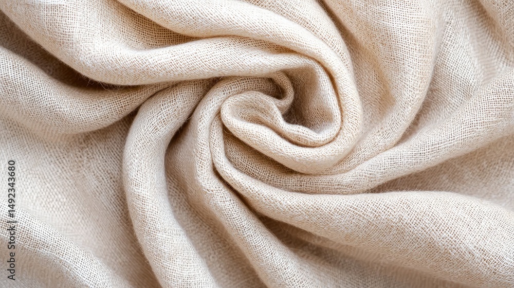 Aufkleber smooth beige fabric texture with elegant swirling fold patterns