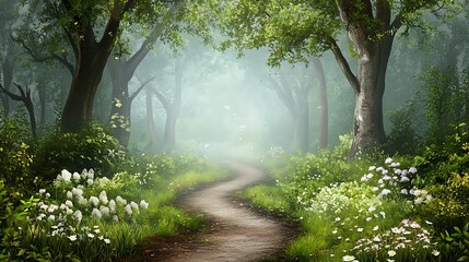 Fototapeta premium Misty forest pathway