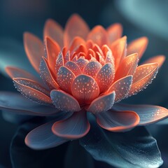 Captivating lotus bloom with ethereal light and gentle dew drops a symphony of nature s beauty