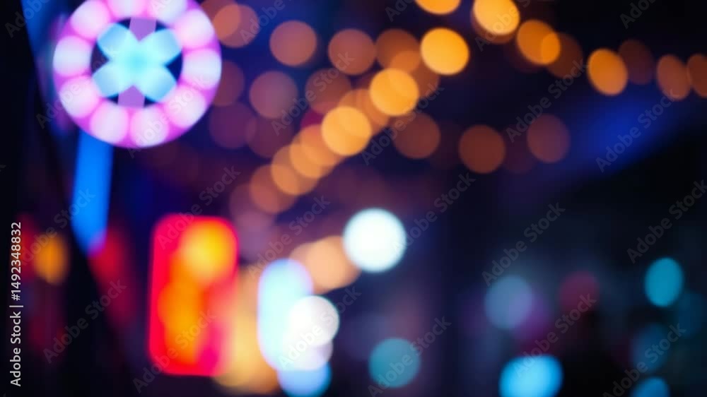 Poster a video showing vibrant blurred lights shining in darkness creating an abstract and colorful spectac