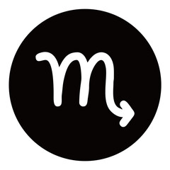 Scorpio zodiac symbol with black and white round background