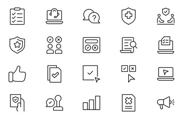 Survey line icon set. For website marketing design, logo, app, template, ui, Isolated vector outline illustrations. Editable stroke