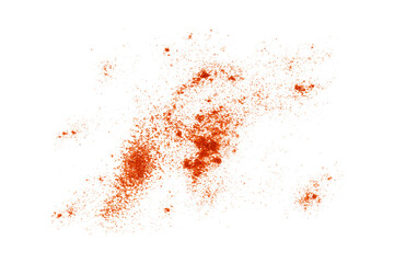 ground red chili paprika powder pile flying, dry pepper spice dust, graphic element isolated on a...