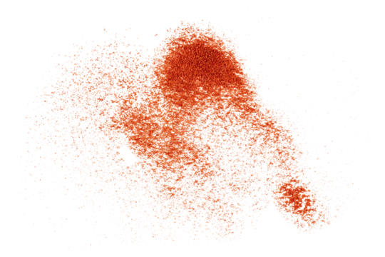 ground red chili pepper paprika dust flying, dry paprika powder spice, graphic element isolated on a transparent background	