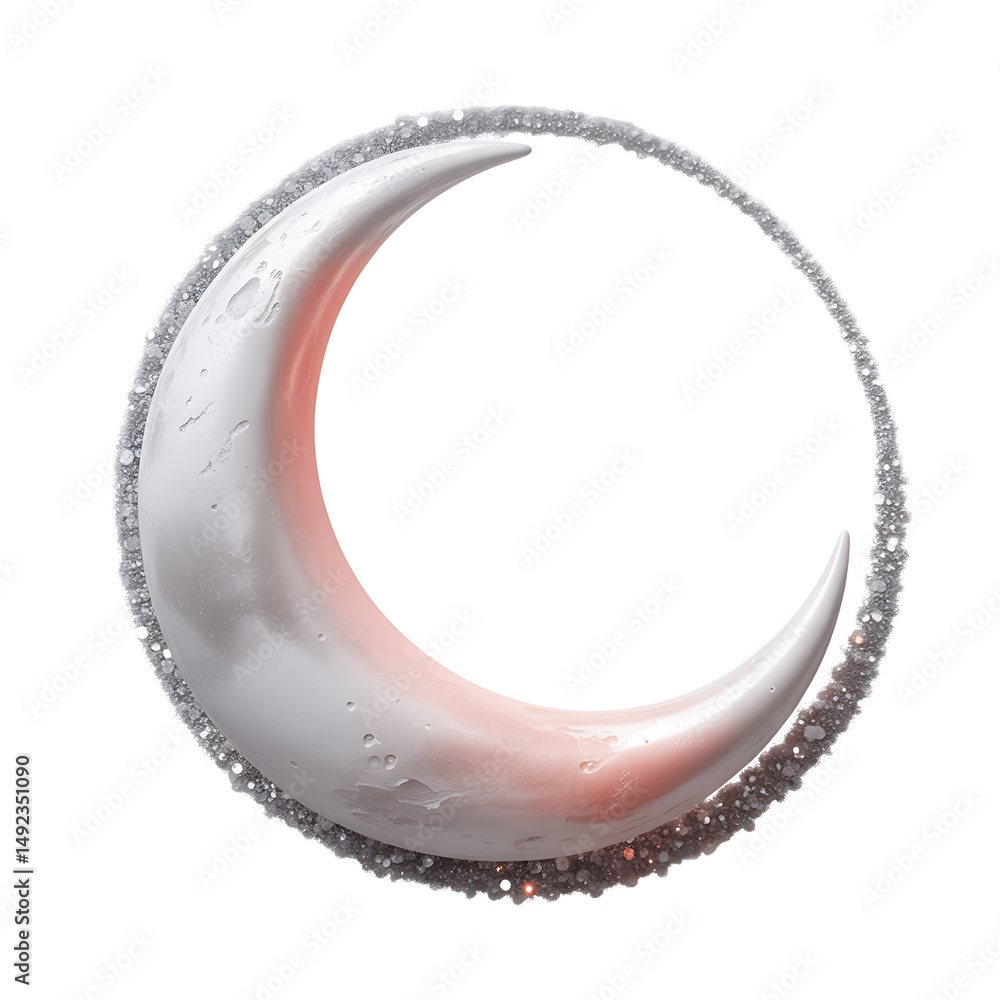 Poster crescent moon with glittering border isolated on transparent background