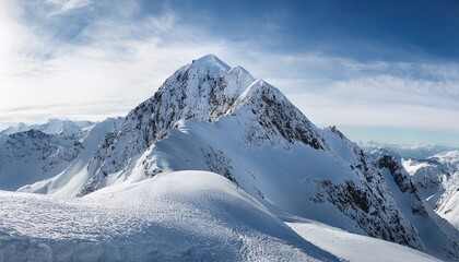 snow covered mountain peak pristine white background panorama environment snow