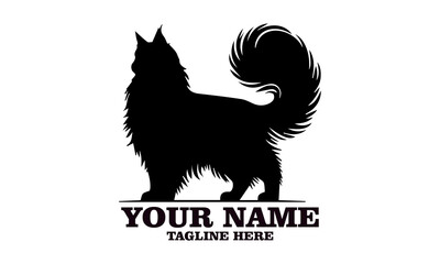 cat maine coon silhouette vector illustration, cat maine coon logo icon and cat maine coon cute vector design