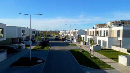 Modern area houses streets townhouse nature city