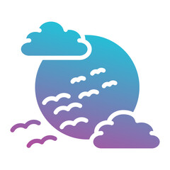 Moon in clouds icon