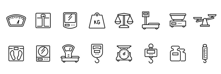 Weight Scale and Measurement Icons Set - Vector Illustration