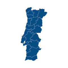 Blue Administrative Map of Portugal